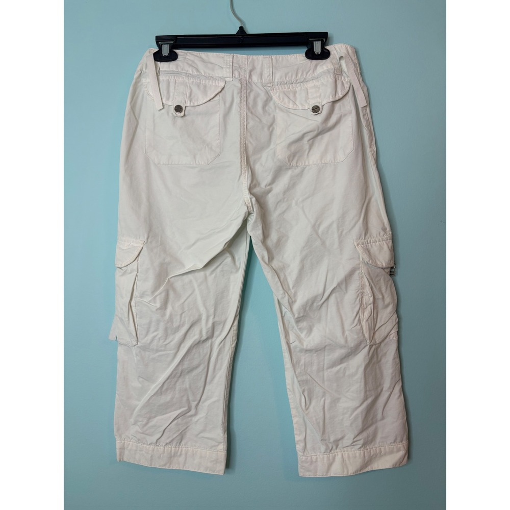 Daisy Fuentes Y2K Cargo Capri Pants Utility Crop Off White Pastel Goth Festival - Picture 2 of 13